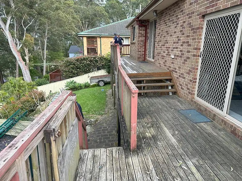 The original weathered timber deck before rebuilding